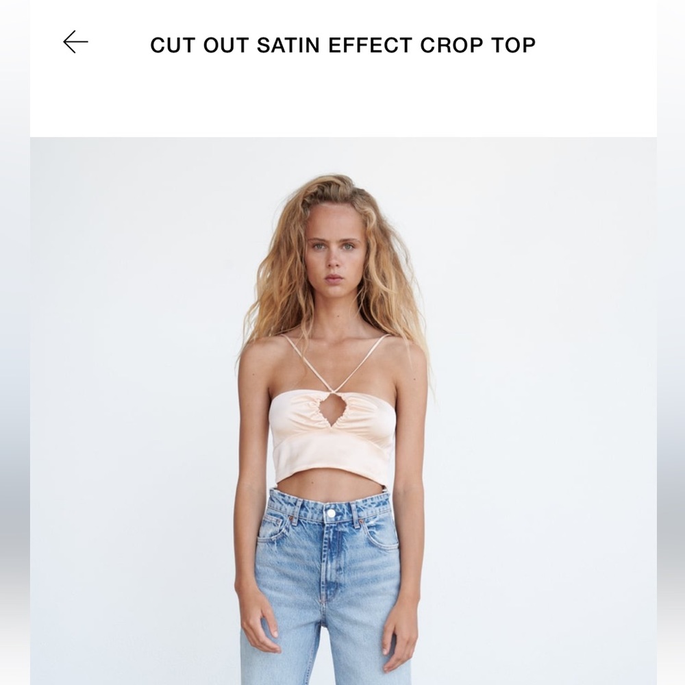 Zara Cut Out Satin Effect Crop Top - Worn Once